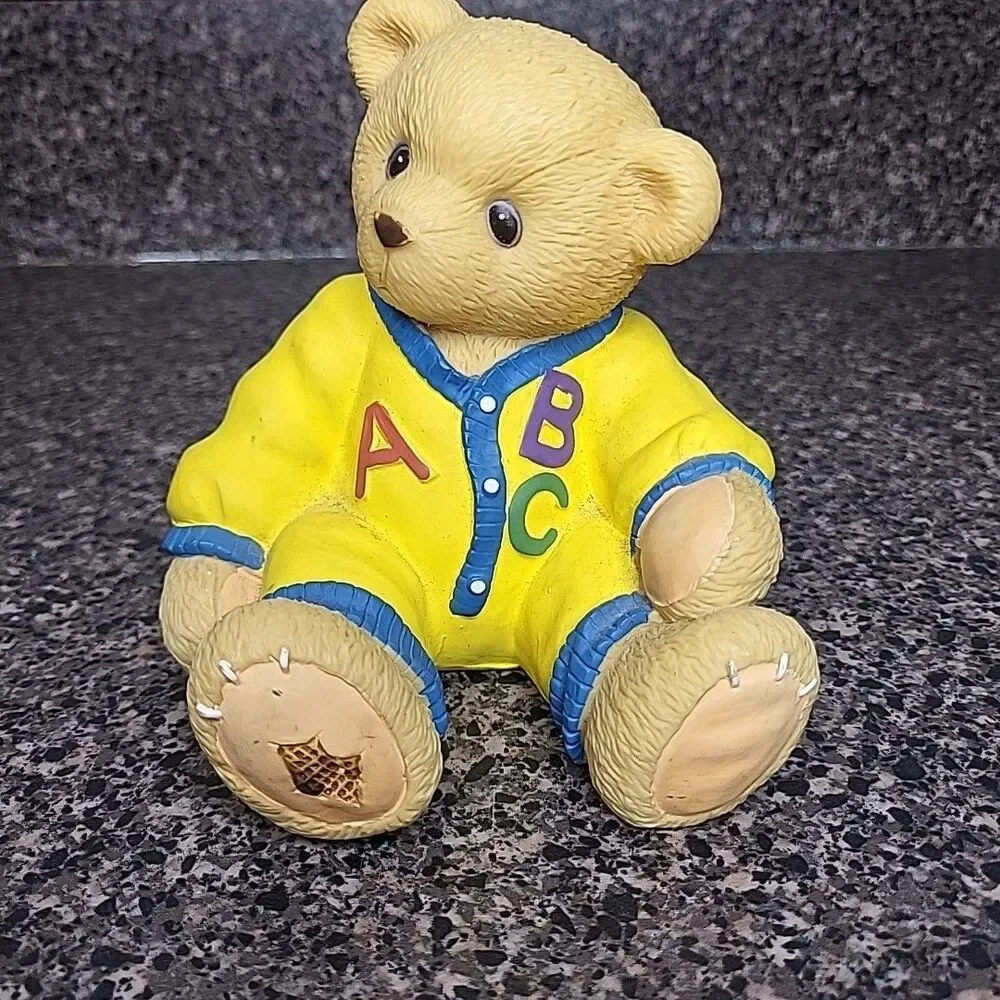 VTG 90's Cherished Teddies Teddy Bear Bank ABC Pajamas Priscilla Hillman Enesco‎